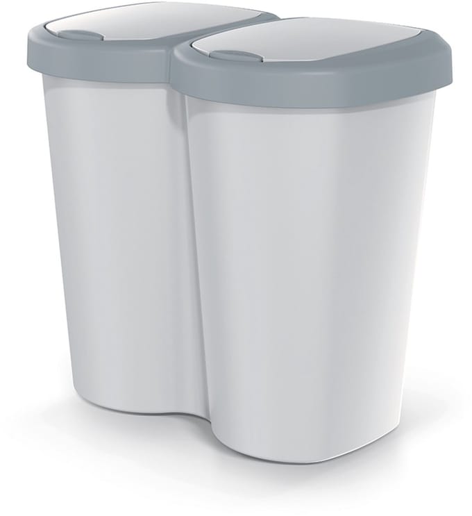 Compacta B Duo - Prullenbak - 40L - één compartiment twee deksels - Grijs