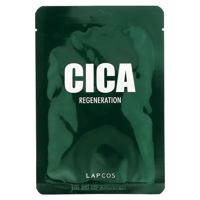 Lapcos, Cica Beauty Sheet Mask, Regeneration, 1 sheet, 30ml (1.01 fl oz) black