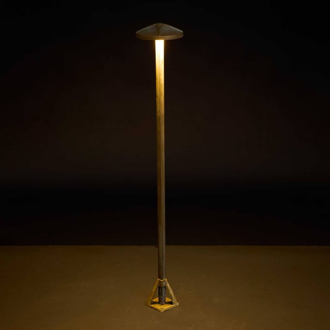Moretti Luce LED tuinpadverlichting Aura Disk, hoogte 80 cm, antiek messing, IP65