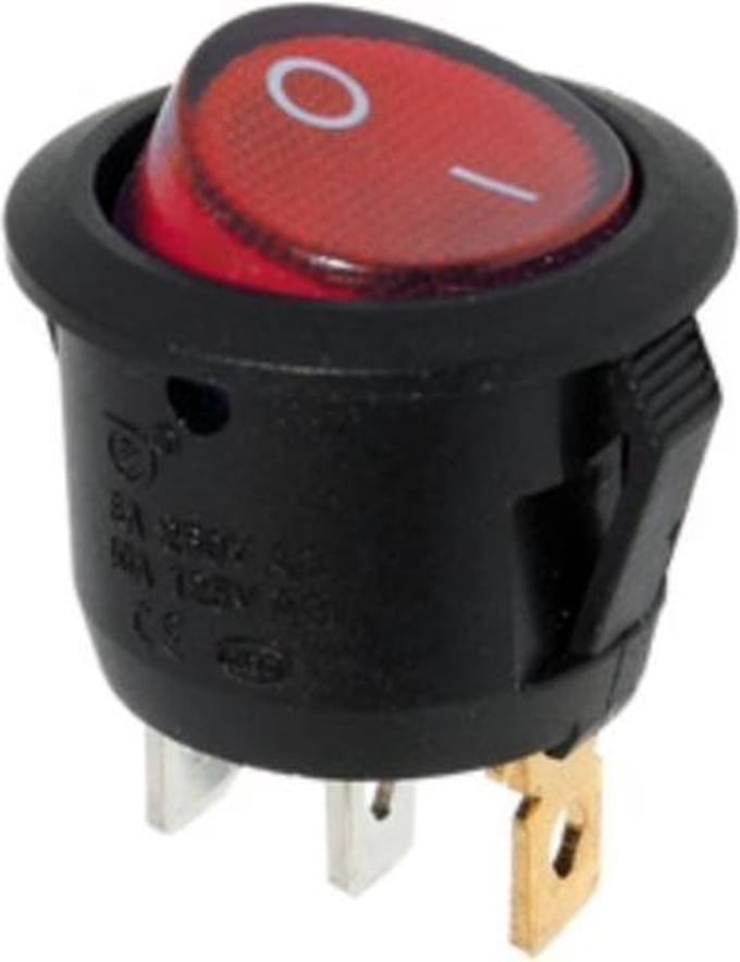 Inbouw schakelaar, 12 volt, met led aanduiding.