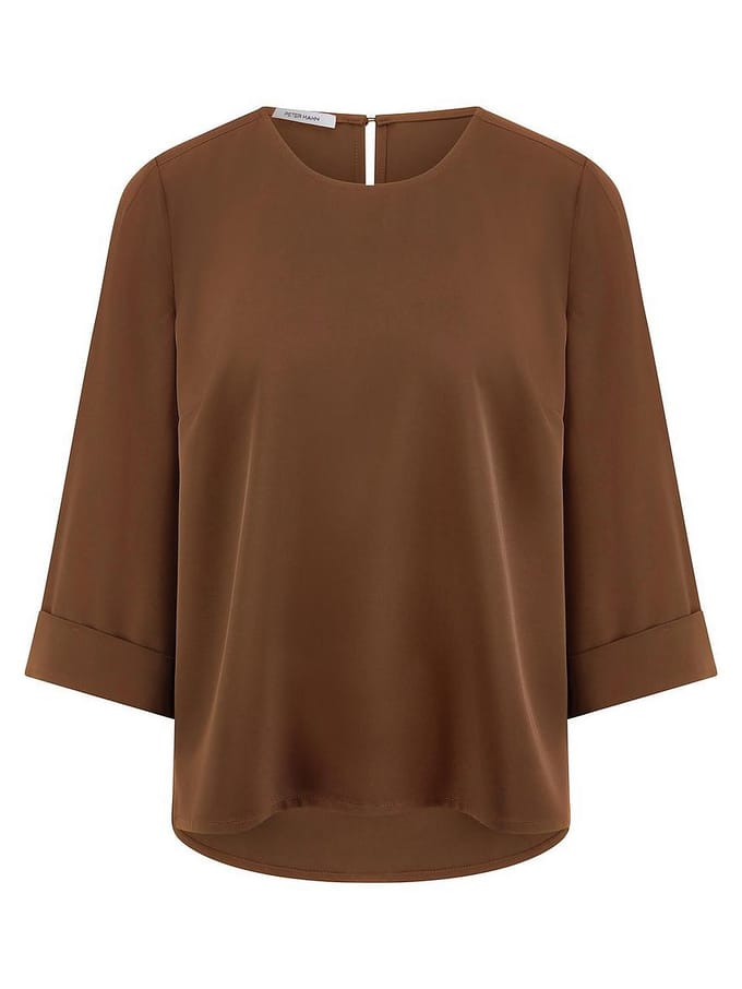 Blouse ronde hals Van Peter Hahn bruin