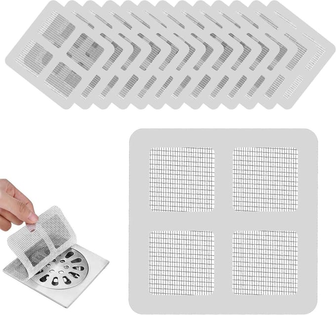 Douche Afvoer Haarvanger - Net Sticker - Verstopping Voorkomen - Fijn Mesh Design - 60 Stuks - Wit
