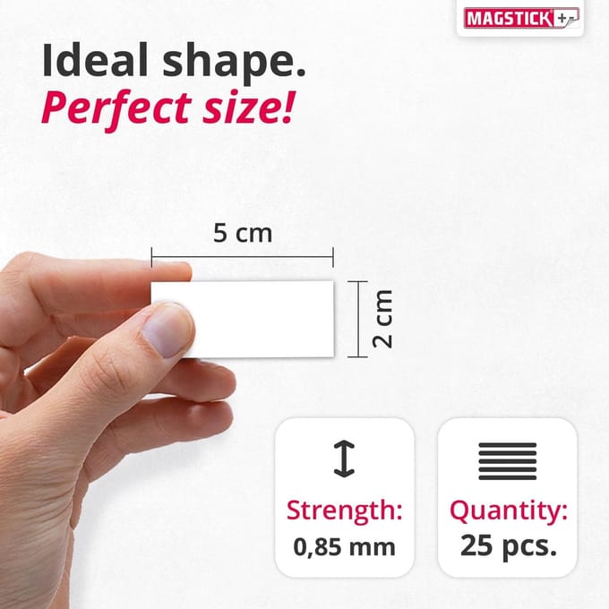 Dailygoods - 25 Beschrijfbare ® Magnetische Etiketten - 5 x 2 cm Wit