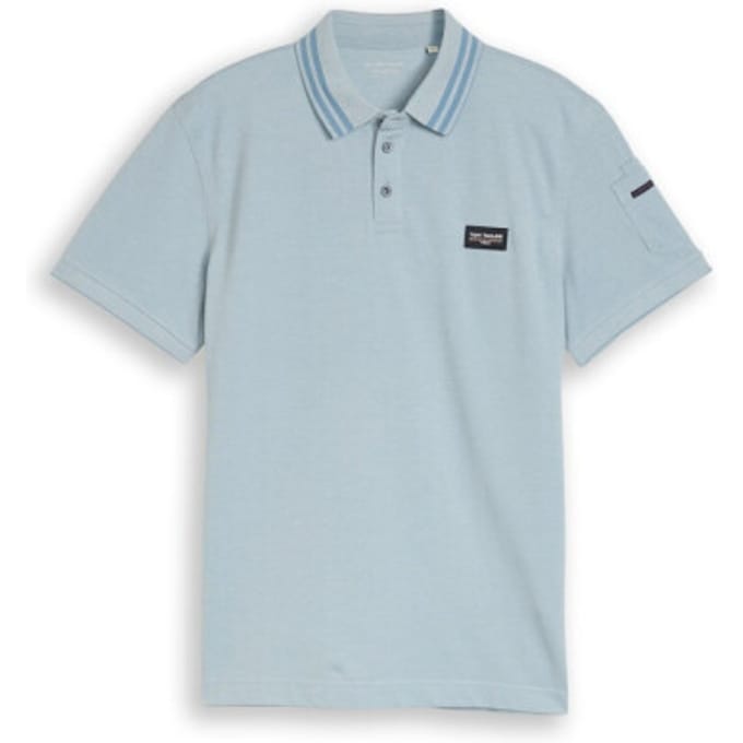 Tom Tailor - Poloshirt met zak op de mouw - Maat L - blue white two tone