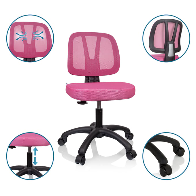 Kinder bureaustoel KID YU 200 netstof Roze hjh OFFICE