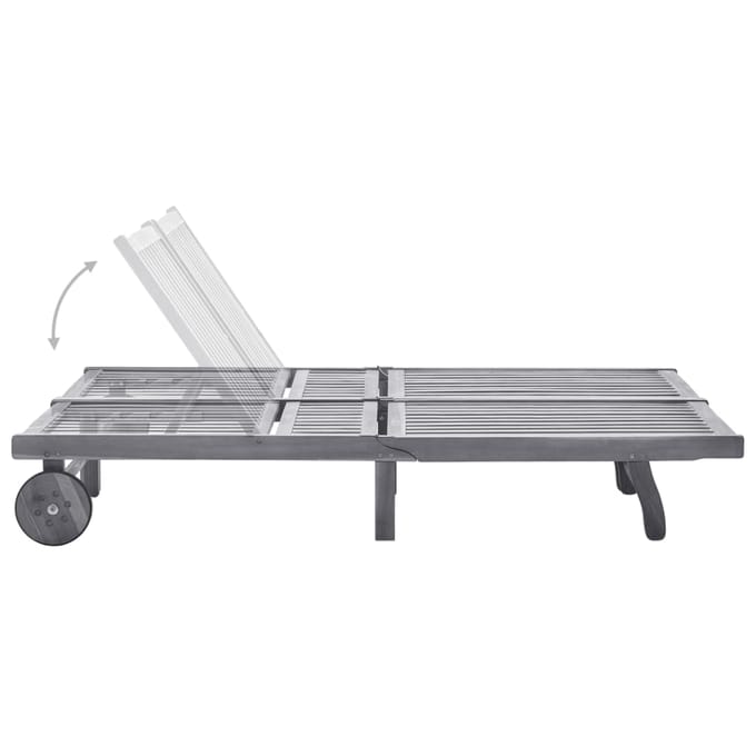 vidaXL - Ligbed - 2-persoons - met - kussens - massief - acaciahout - grijs