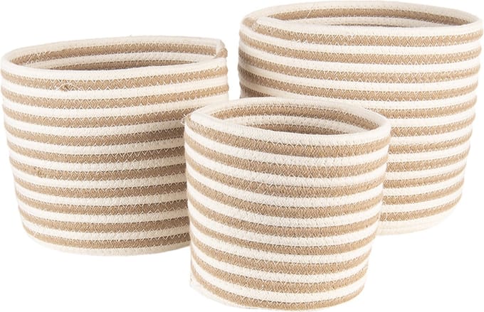 Clayre & Eef Opbergmand Set van 3 Ø 26 Ø 26 Ø 19 cm Beige Bruin Zeegras