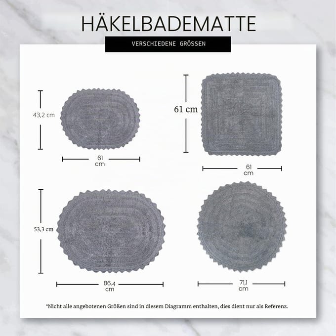 Badmat, klein ovaal, 43 x 61 cm, zwart