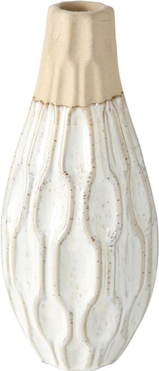 Vaas Malia, H25cm naturel/wit keramiek