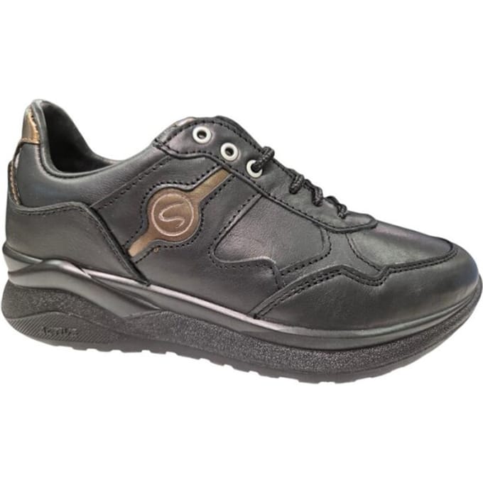 Grisport Zwarte Leren Dames Sneakers - Zwart - 37