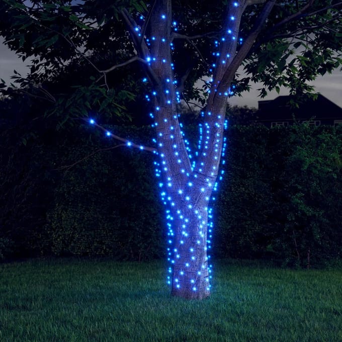 vidaXL - 5 - st - Lichtslinger - met - 200 - LED's - solar - binnen/buiten - blauw