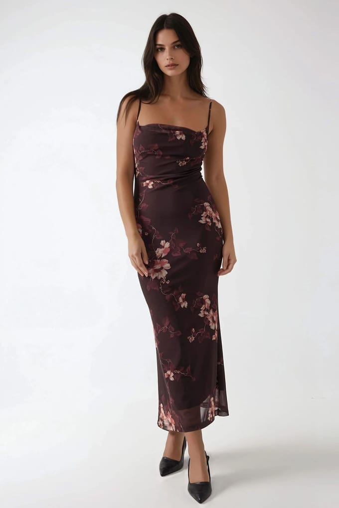 Geprinte Bodycon Maxi Jurk