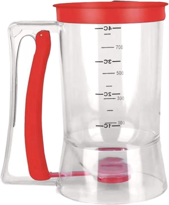 Pannenkoekendispenser - Beslag maker - Beslag doseren - Lekvrij ontwerp - 900 ml - Rood