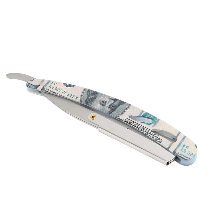 Porte-rasoir droit professionnel Acier inoxydable Rasoir manuel pliant pour hommes (Sans lame) white