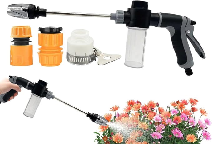 Watersproeikop - Hogedruk sproeier - Auto wassen - Eenvoudige stroomregeling - 235 cm - Zwart grijs