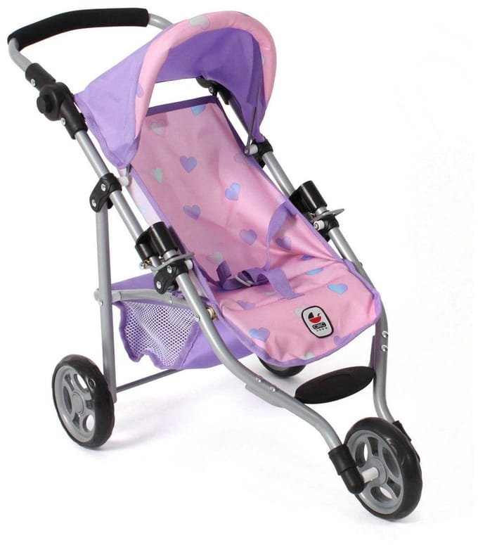 Poppen Jogging-Buggy LOLA Paars-roze hart