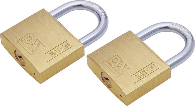 Dulimex Hangslot met 2 sleutels - 2x - 60 mm - messing - kofferslot