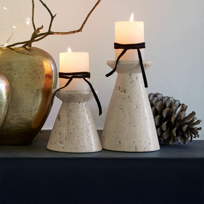 LOBERON Kaarsenhouder set van 2 Bazrahim beige