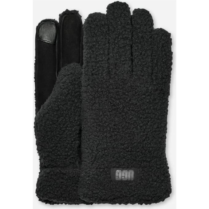 UGG® UGG fluff Glove for Men in Black, Fleece/Polyester/Leather
