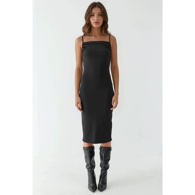 Cowl Neck Bodycon Midi Jurk