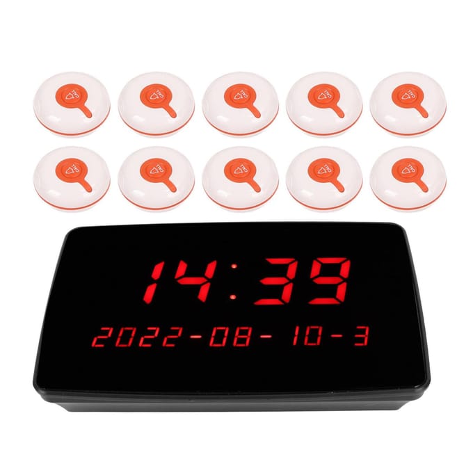 Système d'appel sans fil, écran PC, récepteur, 30 boutons d'appel étanches, téléavertisseur pour patients EU Plug black