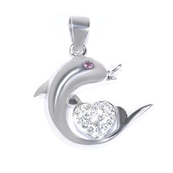 Blinx Jewels Zilveren Hanger Dolfijn Hartje Zirkonia