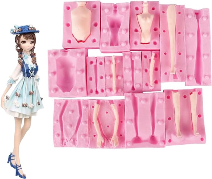 7-delige Fondant Poplichaam Mal 3D Lichaamstaart Mal DIY Klei Zachte Klei Epoxy Hars Siliconen Mal Bakgereedschap