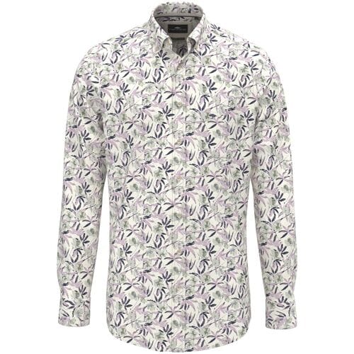 Fynch-Hatton Overhemd Slub Flower Pattern Button-Down Magnolia / male