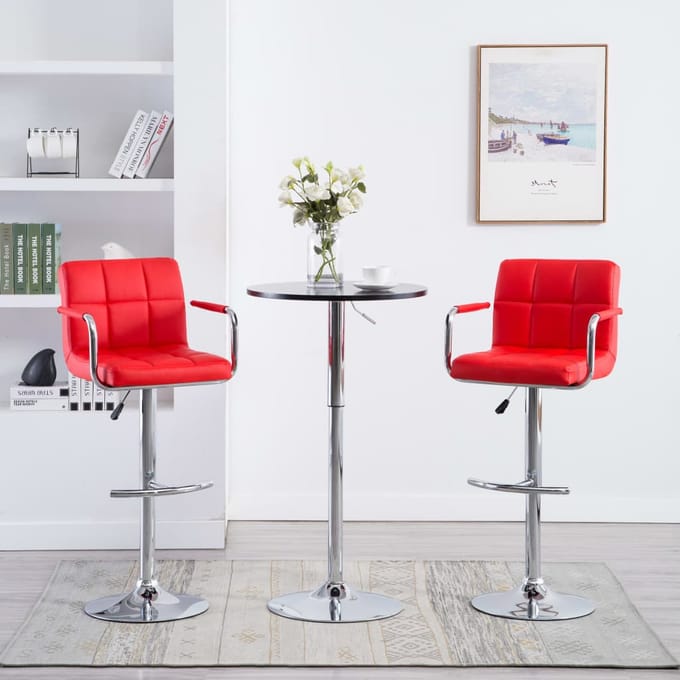 vidaXL - Barstoelen - 2 - st - kunstleer - rood