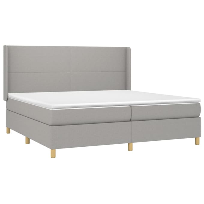 vidaXL - Boxspring - met - matras - stof - lichtgrijs - 200x200 - cm