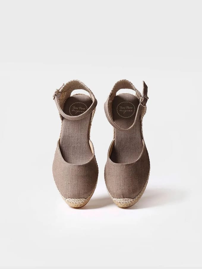 Espadrilles met sleehak van jute en gesp | CALDES