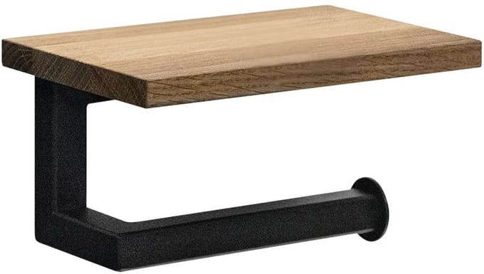 Sapho Ska - Toiletpapierhouder, met plankje, zwart/eikenhout SKA421