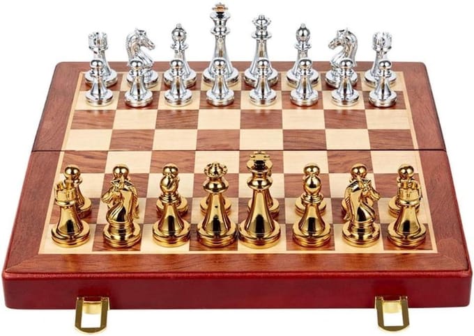Schaakset Opvouwbaar - Strategie Spel - Mentale Training - Interne Opslag - N.v.t. - Houtkleur