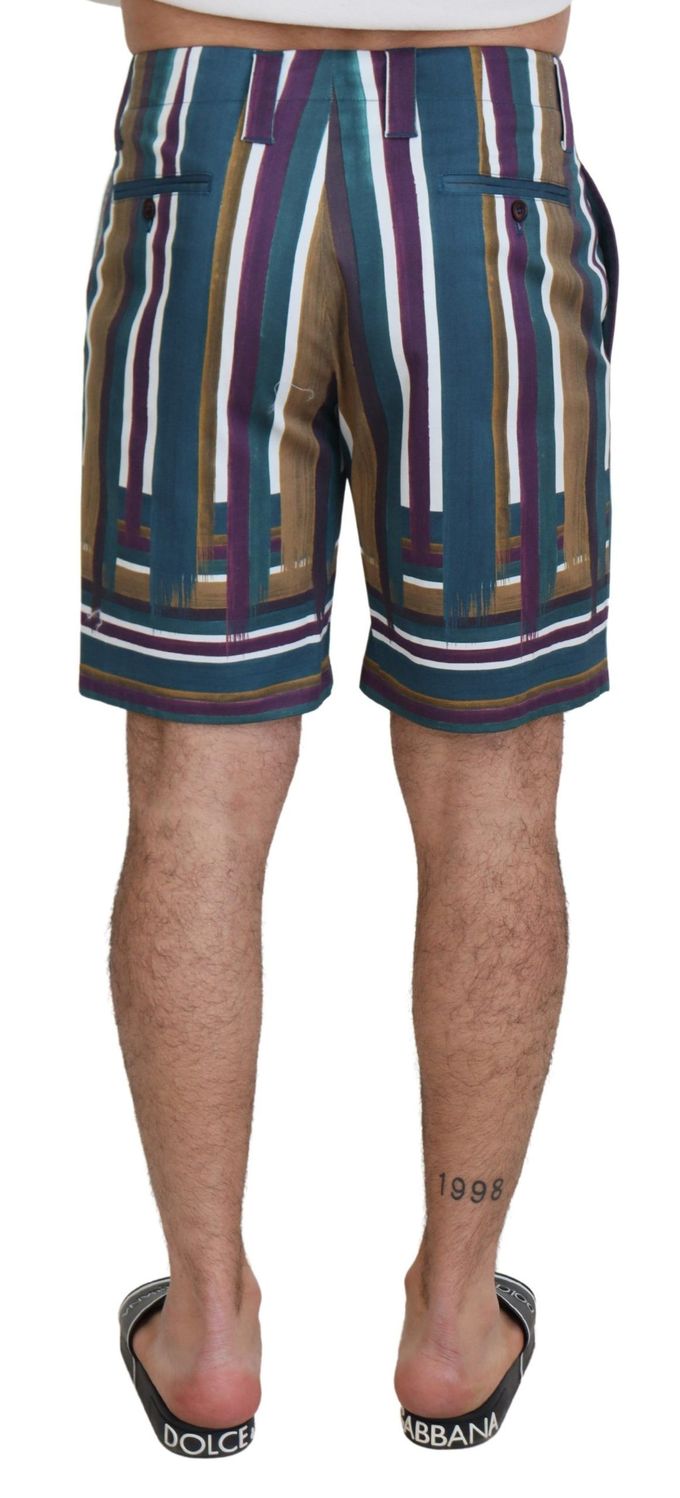 Dolce & Gabbana Multicolore Gestreepte Stretch Katoenen Heren Shorts