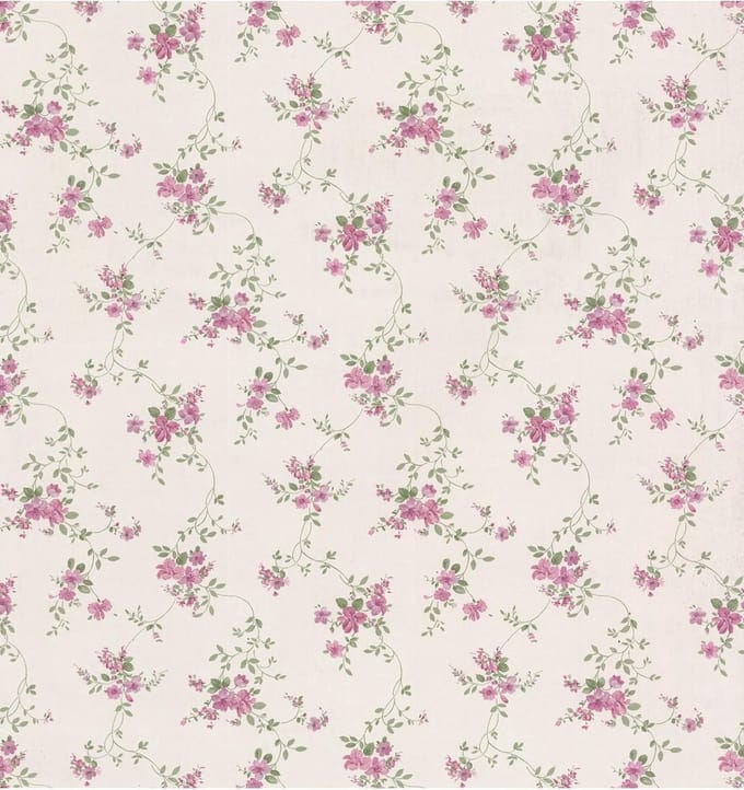 Dollhouse engelse bloemen behang (vlakvinyl, wit oudrose)