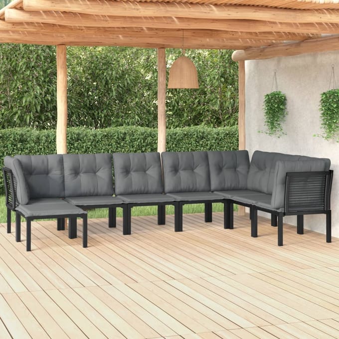 vidaXL - 8-delige - Loungeset - poly - rattan - zwart - en - grijs
