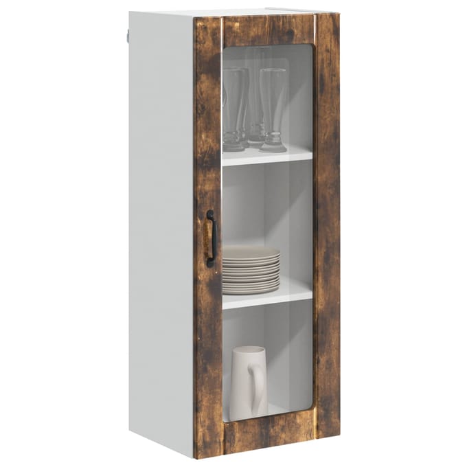 vidaXL - Wandglas - Kasten - LUCCA - Gerookt - eiken - 40 - x - 31 - x - 100 - cm