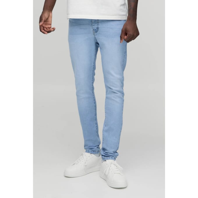 Essential Skinny Fit Stretch Washed Jeans | Light Blue | Size 48R