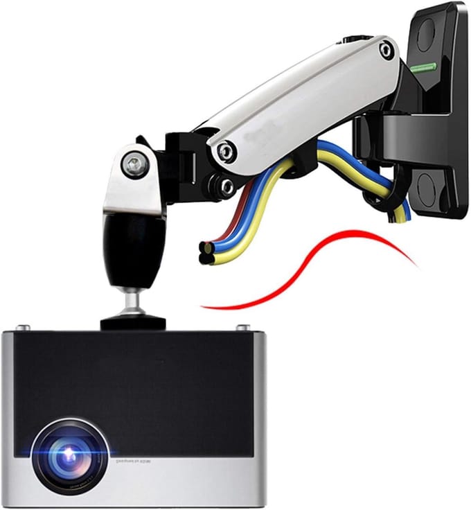 Projector Muurbeugel - Mini Projectorsteun - Thuis Kantoor Podium - Verstelbare Hoogte Armen - 1-7kg Draaglast - Wit