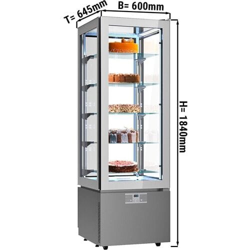 GGM Gastro Panoramavitrine - 324 Liter - 600mm - 5 Ablagen - Silber Zilver