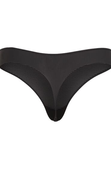 Hunkemöller Dames Lingerie Invisible string Stripe mesh - Zwart - maat XL