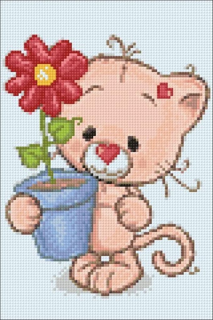 Wizardi Diamond Painting Kitten with Gift WD2367