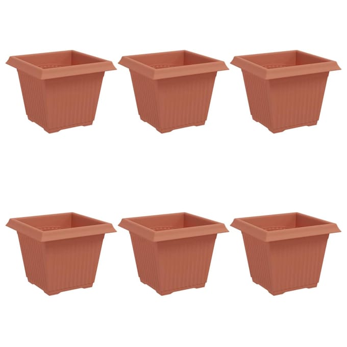 vidaXL - Vierkante - Bloempot - 6 - st - Baksteenrood - 20 - x - 20 - x - 16 - cm - Kunststof