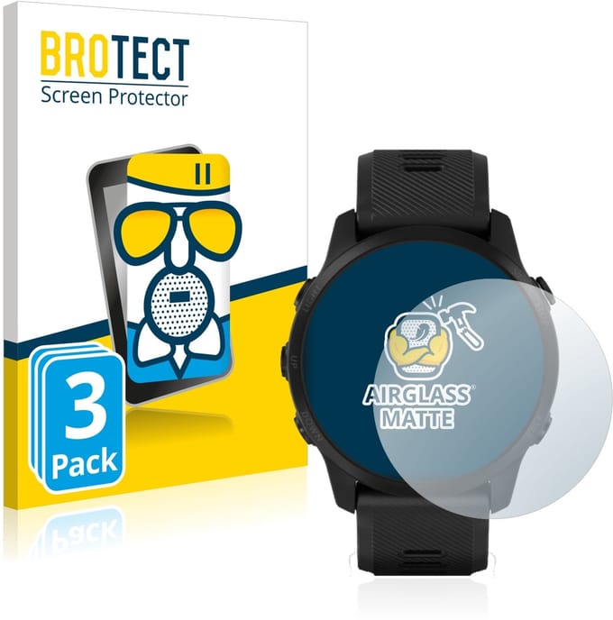 BROTECT - Screenprotector voor Garmin Forerunner 945 LTE - Folie Beschermfolie Beschermglas matte 3 Stuks