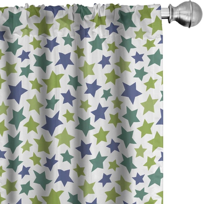 ABAKUHAUS Sterren gordijnen – 2-delige set 75x225 cm – Microvezel, halfdonker, Wit/Multicolor