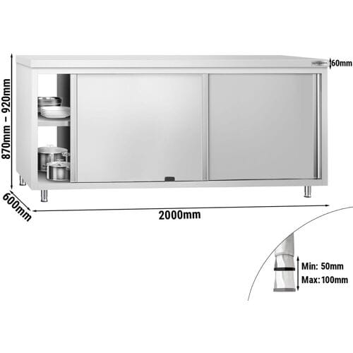 GGM Gastro Edelstahl Arbeitsschrank PREMIUM - 2000x600mm - mit Durchreiche Zilver