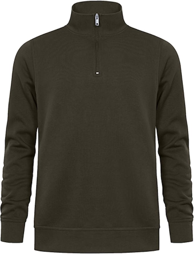 Unisex Troyer Trui met driekwartsrits Khaki - S