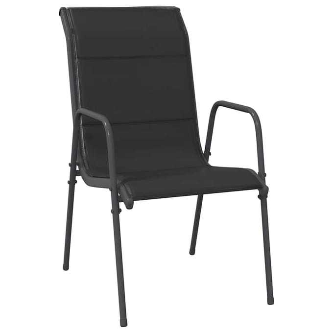 vidaXL - Tuinstoelen - 4 - st - staal - en - textileen - zwart