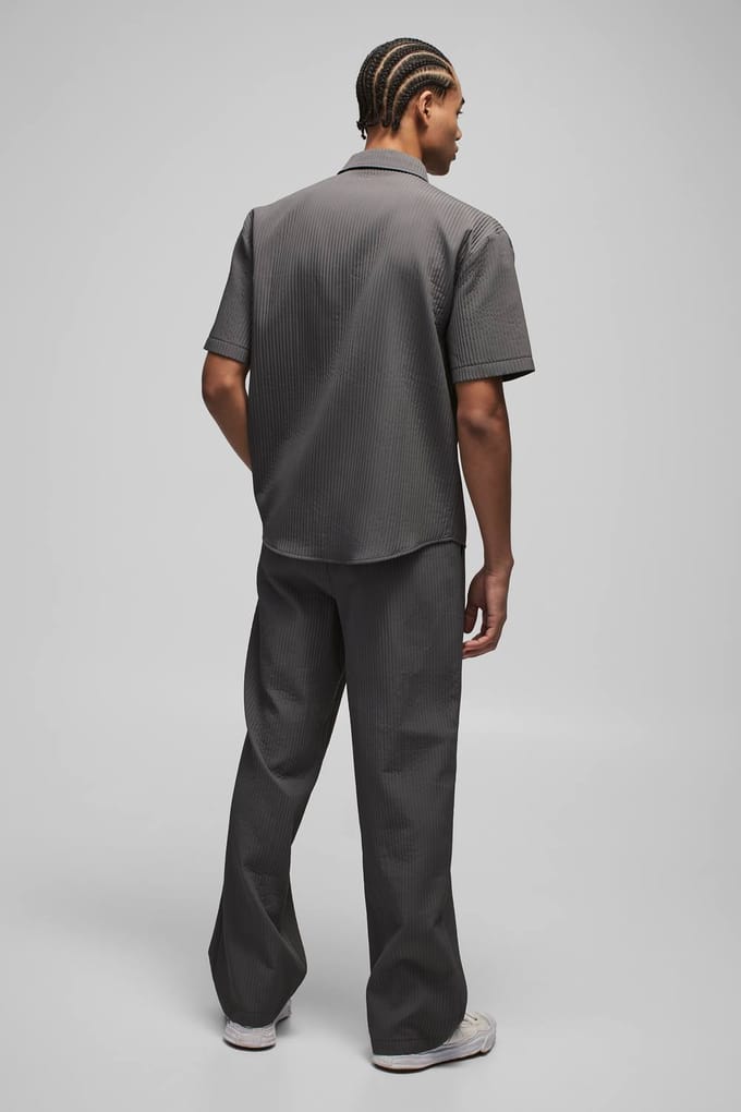 Oversized technische geplooide cargopocketshirt | Charcoal | Size Medium