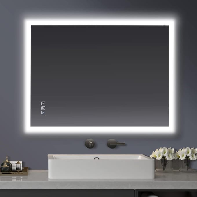 Verlichte Badkamerspiegel 80x60 cm met LED, Anticondens en Memory Functie